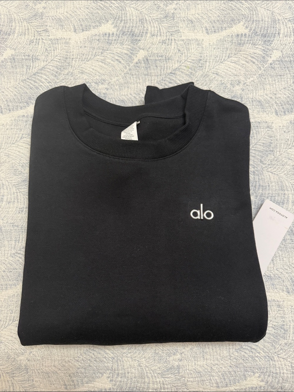 ALO Yoga Men’s Black Crewneck with White Logo